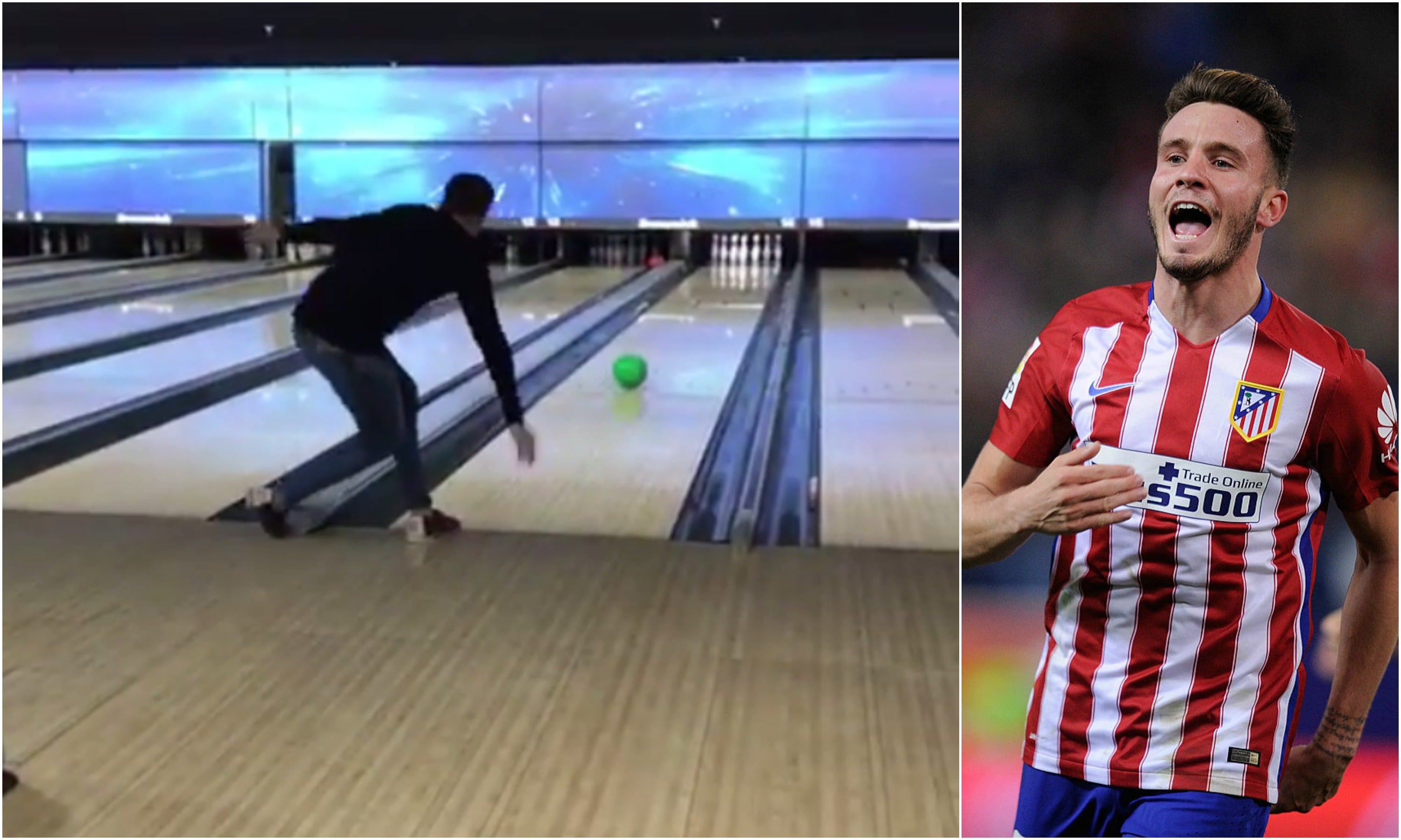 El sorprendente talento de Saúl Ñíguez para los bolos El sorprendente talento de Saúl Ñíguez para los bolos
