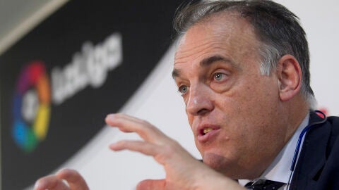 Javier Tebas, durante un acto