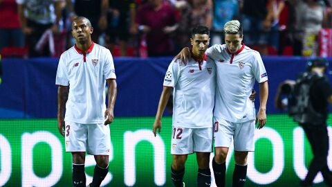 Nasri celebra un gol ante el Lyon en Champions