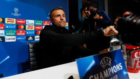 Luis Enrique, en rueda de prensa en Manchester Luis Enrique, en rueda de prensa en Manchester