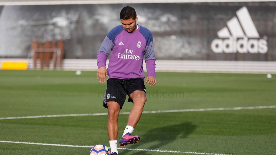Casemiro, en el entrenamiento del Real Madrid