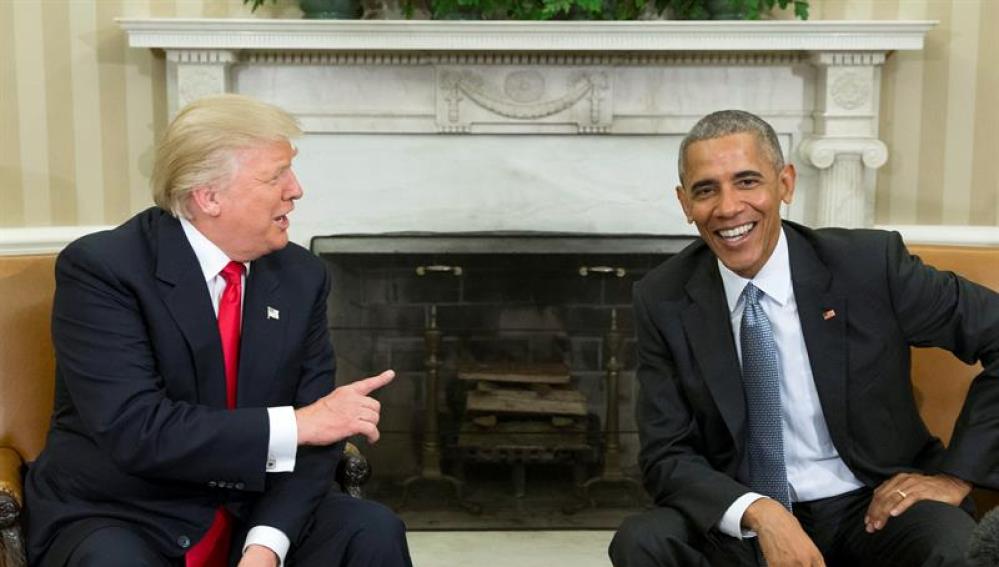 Donald Trump y Barack Obama, durante su primera reunión