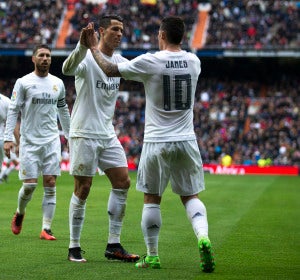 James y Cristiano celebran un gol con el Real Madrid James y Cristiano celebran un gol con el Real Madrid