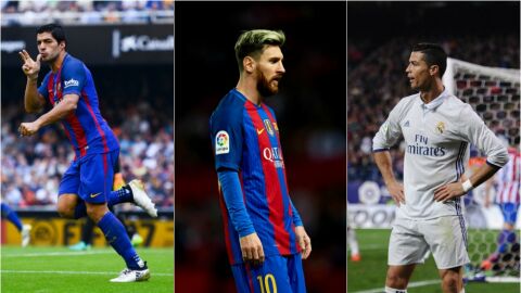 La lucha por el Pichichi, entre Su&aacute;rez, Messi y Cristiano