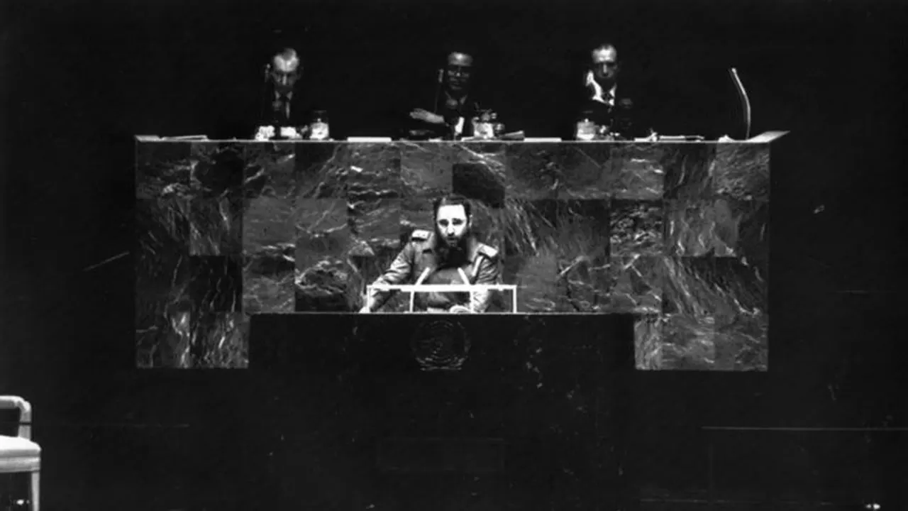 Fidel Castro durante su discurso ante la Asamblea General de las Naciones Unidas