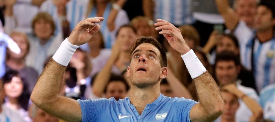 Del Potro celebrando su triunfo en la Copa Davis Del Potro celebrando su triunfo en la Copa Davis