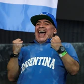 Maradona celebra un punto en la final de la Copa Davis Maradona celebra un punto en la final de la Copa Davis