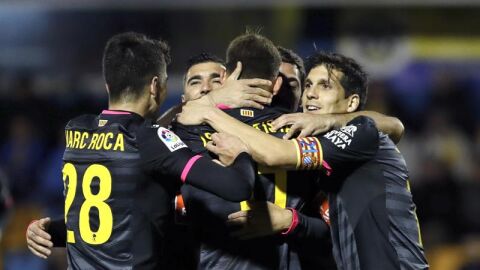 El Espanyol celebra el gol anotado en Copa ante el Alcorc&oacute;n