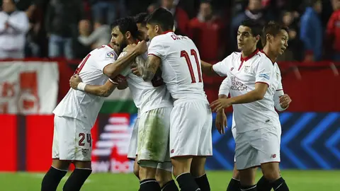 El Sevilla celebra un gol El Sevilla celebra un gol