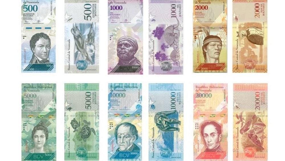 Imagen de los nuevos billetes de Venezuela