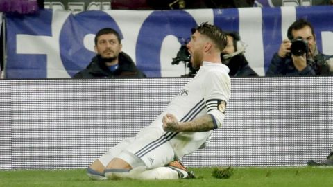 Sergio Ramos celebra el gol de la victoria ante el Deportivo