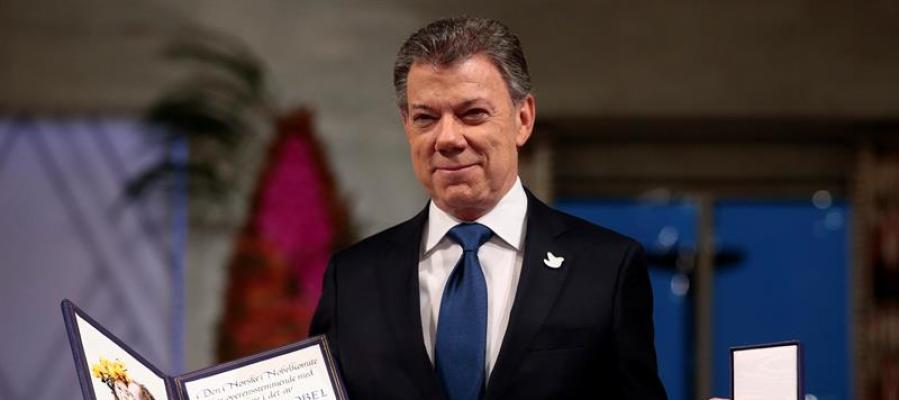 El presidente de Colombia, Juan Manuel Santos, recoge el Premio Nobel de la Paz El presidente de Colombia, Juan Manuel Santos, recoge el Premio Nobel de la Paz