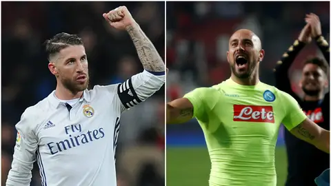 Sergio Ramos y Pepe Reina Sergio Ramos y Pepe Reina