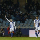 Juanmi Jiménez celebra su gol contra el Valladolid