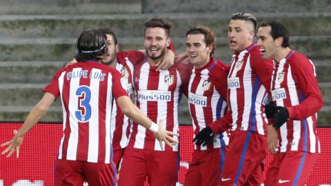 El Atl&eacute;tico celebra un gol