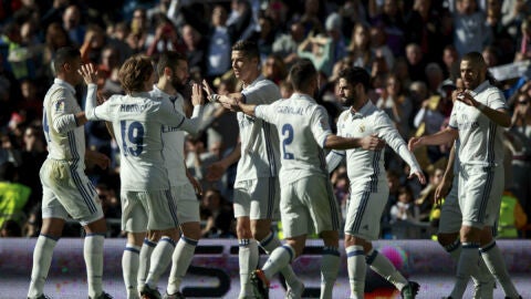 El Real Madrid celebra un gol