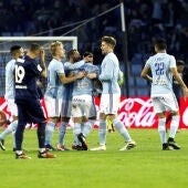 El Celta celebra un gol 