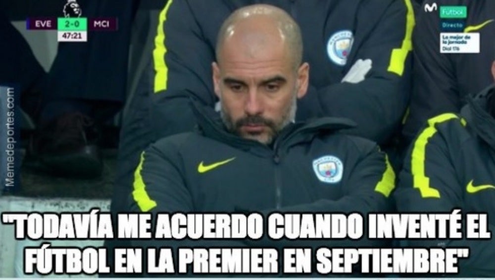 Meme sobre Guardiola tras la derrota frente el Everton