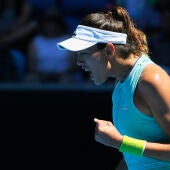 Muguruza celebra un punto contra Marina Erakovic
