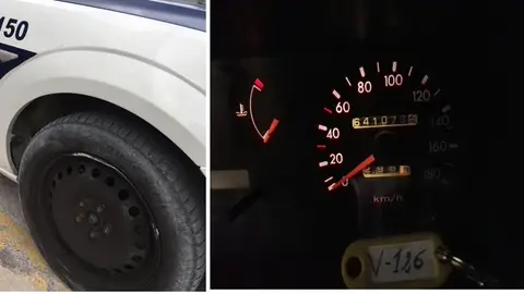Estado de algunos de los vehículos de la Policía Local de Elche. Policia Local