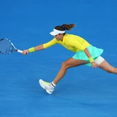 Garbiñe Muguruza, durante su partido contra Crawford Garbiñe Muguruza, durante su partido contra Crawford