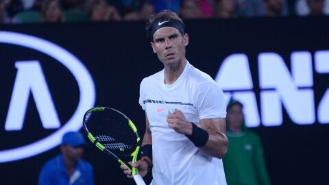 Rafa Nadal celebra un punto en el Open de Australia