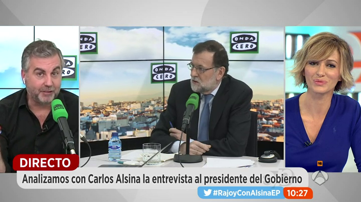 Carlos Alsina sobre la pregunta del juicio de la Gürtel que consiguió sorprender a Rajoy: "Está bien poder darle noticias al presidente" Carlos Alsina sobre la pregunta del juicio de la Gürtel que consiguió sorprender a Rajoy: "Está bien poder darle noticias al presidente"