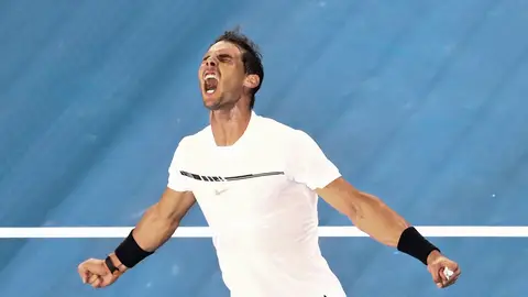 Rafa Nadal festeja el triunfo en Melbourne Rafa Nadal festeja el triunfo en Melbourne