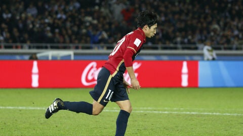 Shibasaki celebra un gol contra el Real Madrid