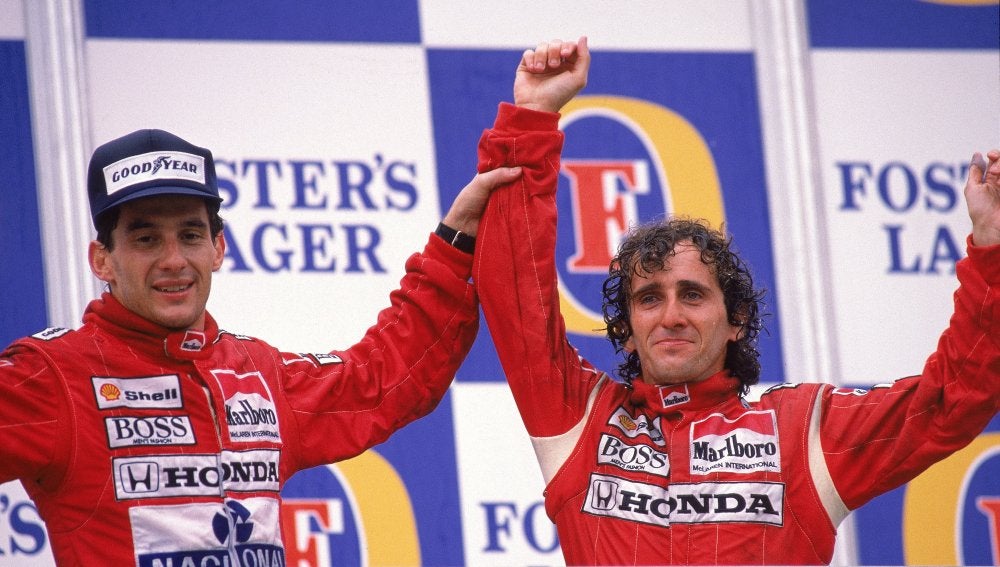 Prost y Senna tras terminar una carrera de F1
