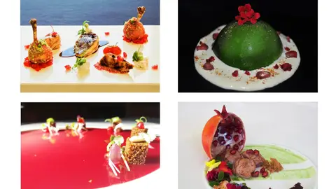 Los cuatro platos finalistas del concurso de cocina con granada Mollar de Elche. Granada Mollar