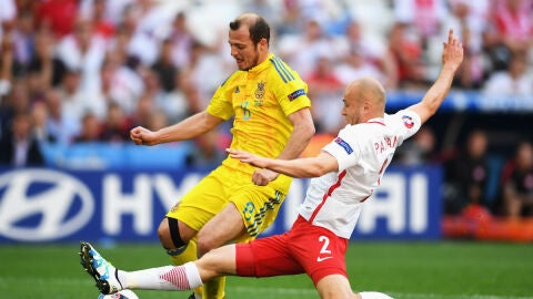 Zozulya, en un partido con Ucrania