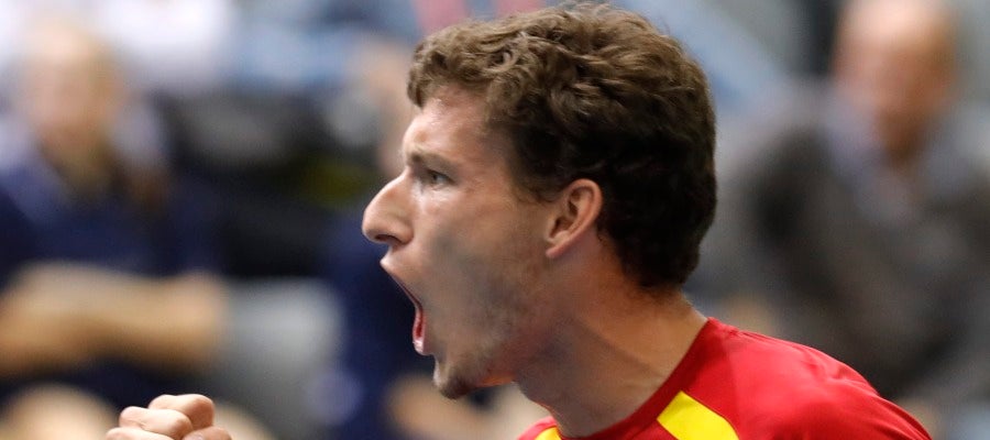 Carreño celebra un punto ante Nikola Mektic Carreño celebra un punto ante Nikola Mektic