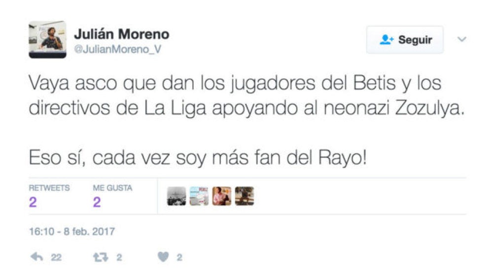 El tuit de Julián Moreno, de Podemos