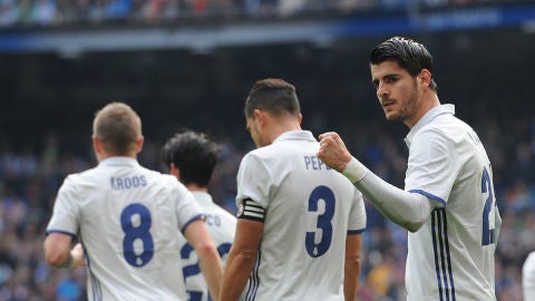 Morata celebra un gol con el Real Madrid