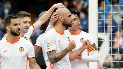 El Valencia celebrando uno de los goles