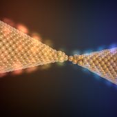 Representación artística de la conducción de calor en un contacto metálico de un solo átomo. /Enrique Sahagún, Scixel