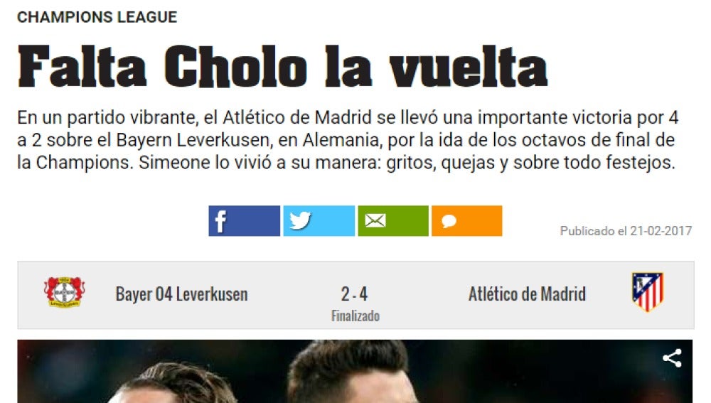 La portada del diario 'Olé' tras la victoria del Atlético de Madrid