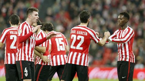 El Athletic celebra el tanto de Ra&uacute;l Garc&iacute;a ante el M&aacute;laga