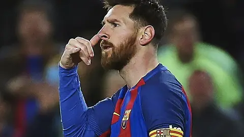 Leo Messi celebrando uno de sus goles Leo Messi celebrando uno de sus goles