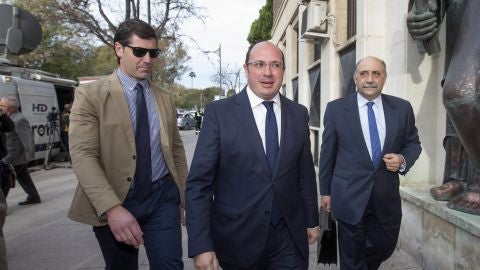 Pedro Antonio S&aacute;nchez a su llegada al Tribunal Superior de Justicia de Murcia