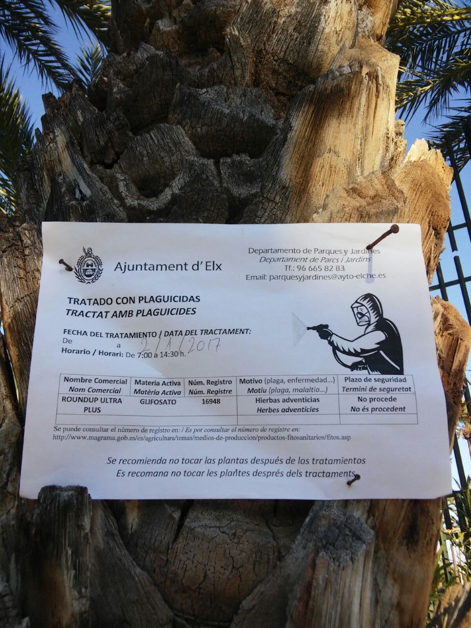 Margalló pide que se deje de usar glifosato y el ayuntamiento anuncia que se ha reducido en un 85% y se camina hacia su erradicación Margalló pide que se deje de usar glifosato y el ayuntamiento anuncia que se ha reducido en un 85% y se camina hacia su erradicación