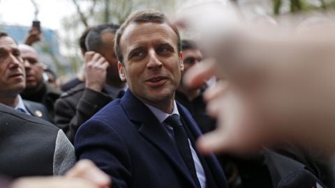 El candidato a las elecciones presidenciales francesas Emmanuel Macron