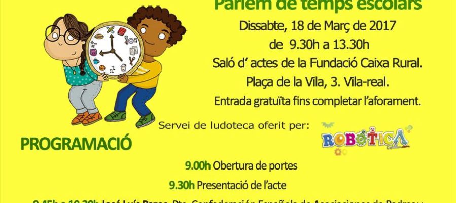 Vila-real informarà sobre la jornada contínua este pròxim dissabte 18 de març en la sala de conferències de Caixa Rural Vila-real. Vila-real informarà sobre la jornada contínua este pròxim dissabte 18 de març en la sala de conferències de Caixa Rural Vila-real.