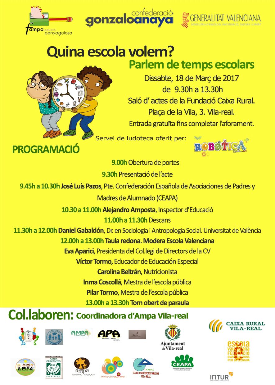 Vila-real informarà sobre la jornada contínua este pròxim dissabte. Vila-real informarà sobre la jornada contínua este pròxim dissabte.