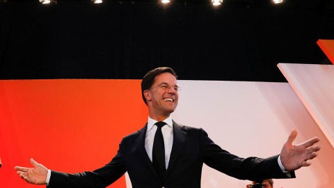 Mark Rutte tras conocer que ha ganado las elecciones en Holanda
