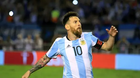 Messi celebra un gol con Argentina Messi celebra un gol con Argentina