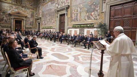 El Papa Francisco durante una audiencia con motivo del 60 aniversario del Tratado de Roma la Ciudad del Vaticano