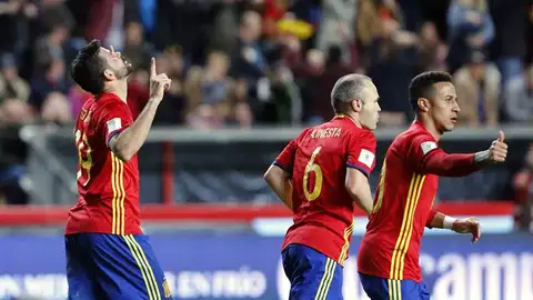 España celebra el gol de Diego Costa España celebra el gol de Diego Costa
