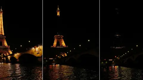 La torre Eiffel Tower durante el apagado para celebrar la Hora del Planeta La torre Eiffel Tower durante el apagado para celebrar la Hora del Planeta